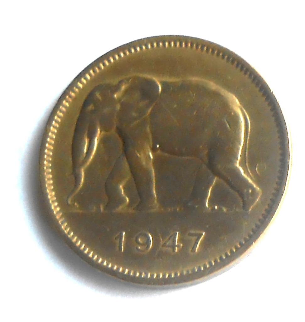 2 francs 1947 Belgisch-Congo, Ophalen of Verzenden, België, Losse munt