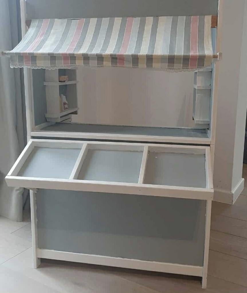 Vintage houten speelwinkeltje met accessoires., Ophalen