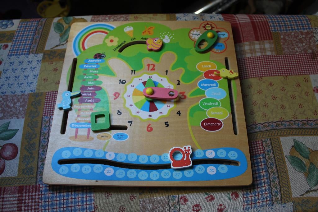 horloge calendrier meteo en bois, Enlèvement ou Envoi, Utilisé