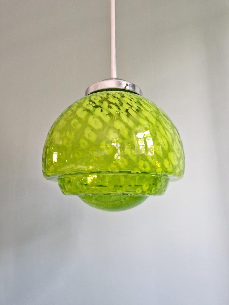 Grande suspension en verre moucheté vert, Mid-century, Enlèvement ou Envoi