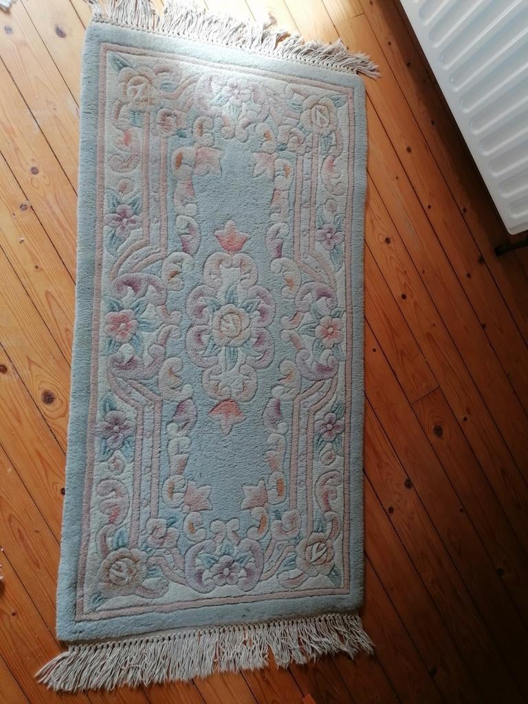 Tapis vintage noué à la main, Maison & Meubles, Enlèvement, Utilisé, Bleu