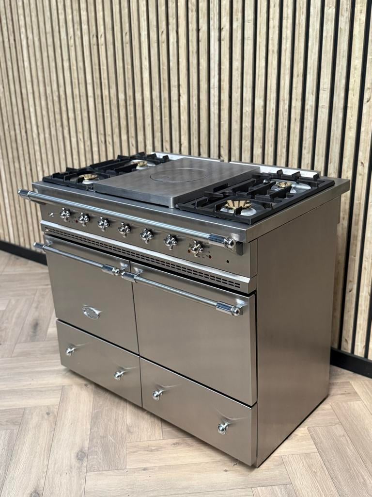 Luxe Lacanche 100cm fornuis Inox dubbele oven + Coup de Feu, Elektronische apparatuur, Ophalen of Verzenden, Grill, Elektrisch