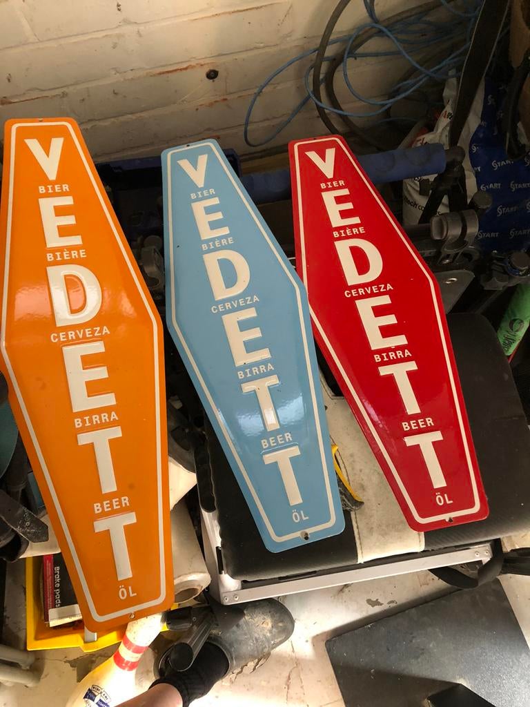 3 Vedett emaille, Verzamelen, Merken en Reclamevoorwerpen, Ophalen, Zo goed als nieuw