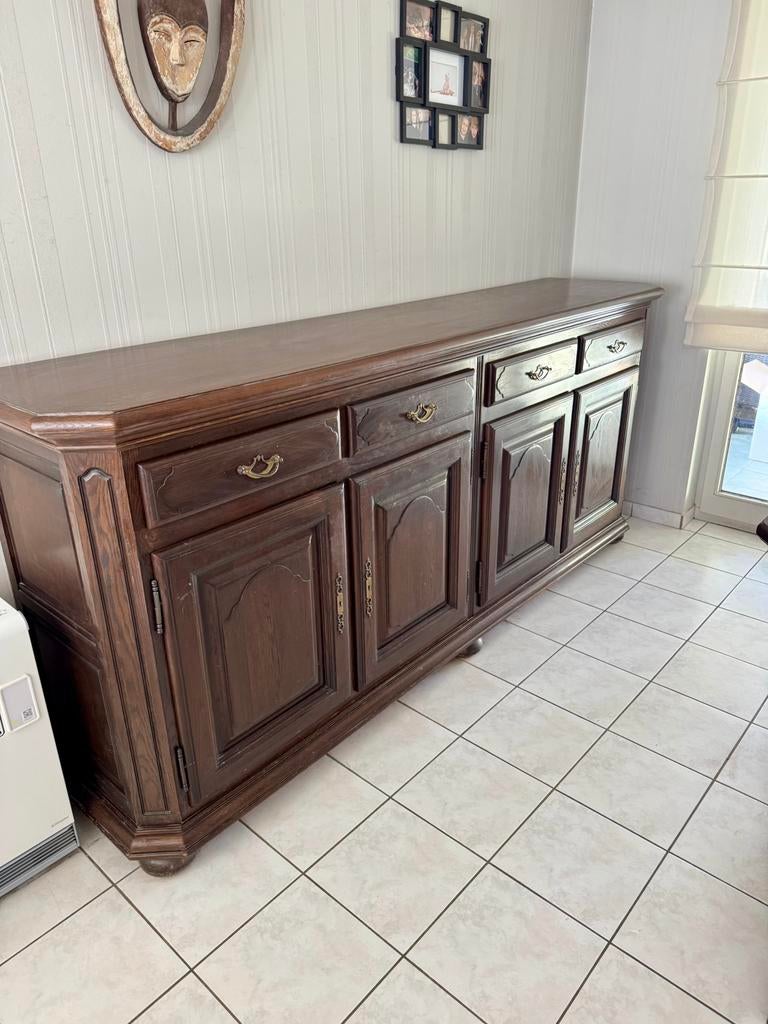 Massief notelaar eetkamerset, Ophalen, Zo goed als nieuw