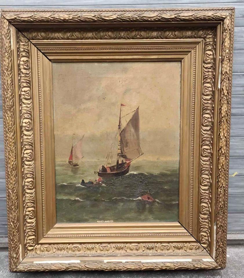 Huile sur toile marine, Antiquités & Art, Art | Peinture | Classique, Enlèvement ou Envoi