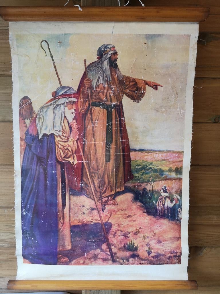 school kaart retro,bijbelse voorsteling,profeten&herders ;, Antiek en Kunst, Ophalen of Verzenden, Natuur en Biologie