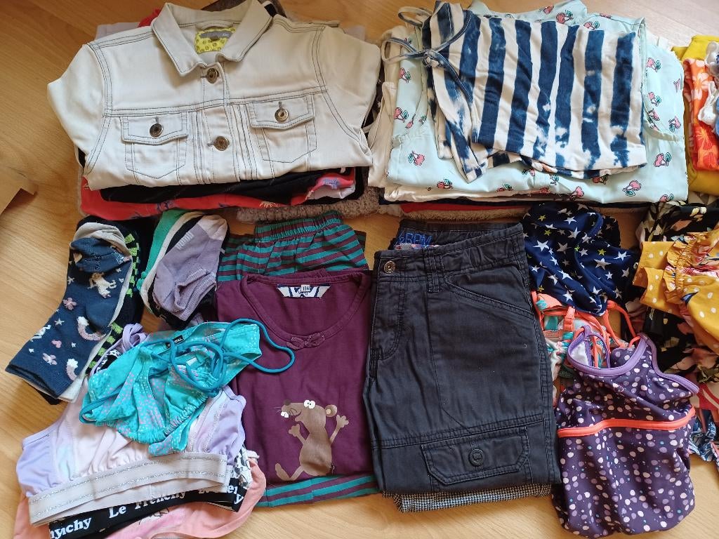 Pakket van 44 stuks kledij voor meisjes in maat 140 en 146, Enfants & Bébés, Paquets de vêtements pour enfants, Utilisé, Taille 140