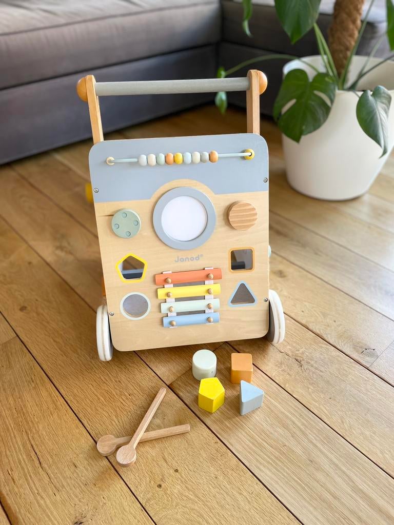 Activiteiten loopwagentje Janod, Kinderen en Baby's, Speelgoed | Houten speelgoed, Ophalen, Gebruikt, Overige typen
