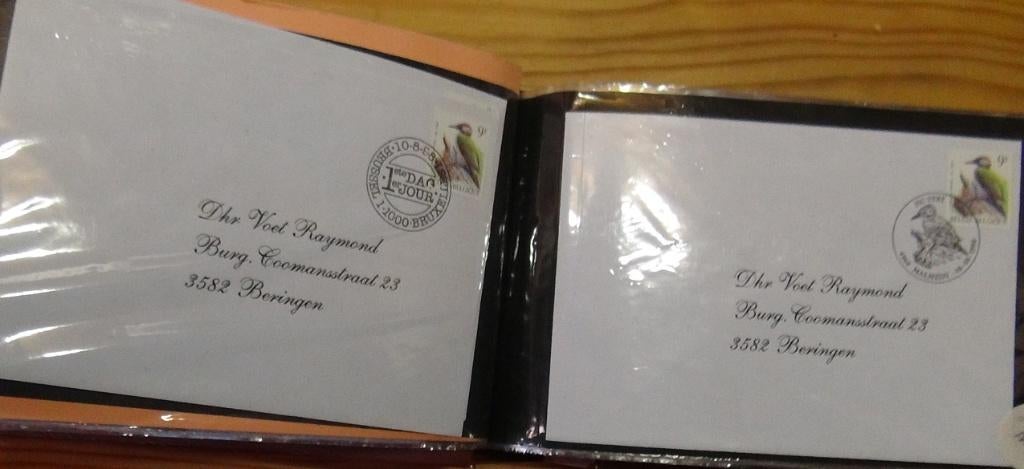 Oiseaux de Buzin avec tampon du premier jour, Enlèvement ou Envoi, Affranchi, Oblitération 1er jour