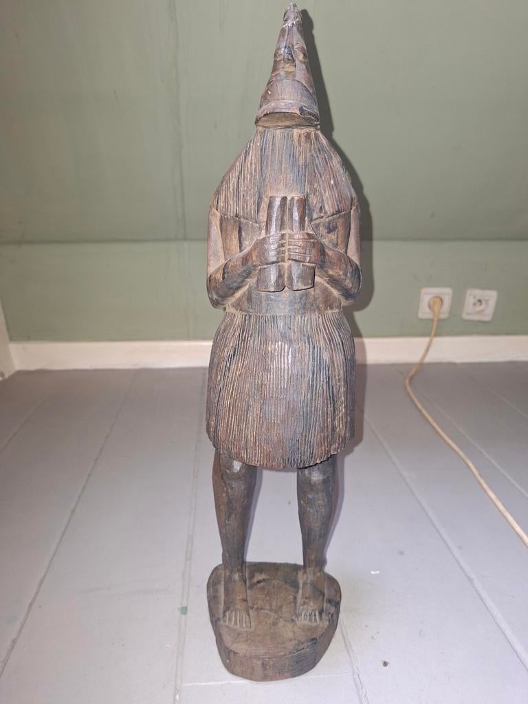 Vintage Afrikaans 'Colon' Beeld – Handgestoken Hou, Ophalen of Verzenden, Beeld