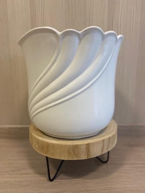 pot de fleurs en céramique blanche, Jardin & Terrasse, 25 à 40 cm, Rond, Comme neuf, Enlèvement