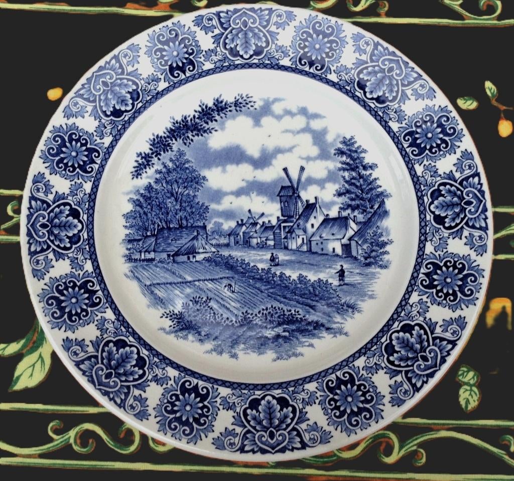 Assiette Blue Delftware Broadhurst Staffordshire Ironstone, Antiquités & Art, Enlèvement ou Envoi