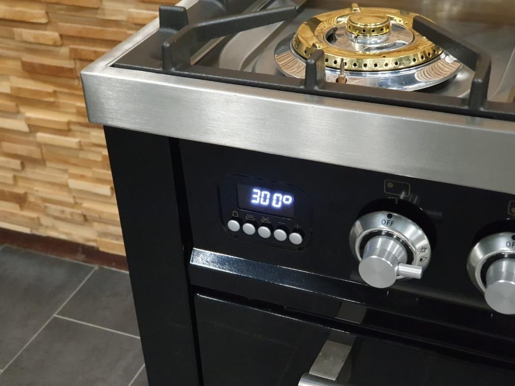 🔥Luxe Boretti Fornuis 90cm hoogglans zwart 300° oven 6 pits, Elektronische apparatuur, Fornuizen, 60 cm of meer, Ophalen of Verzenden