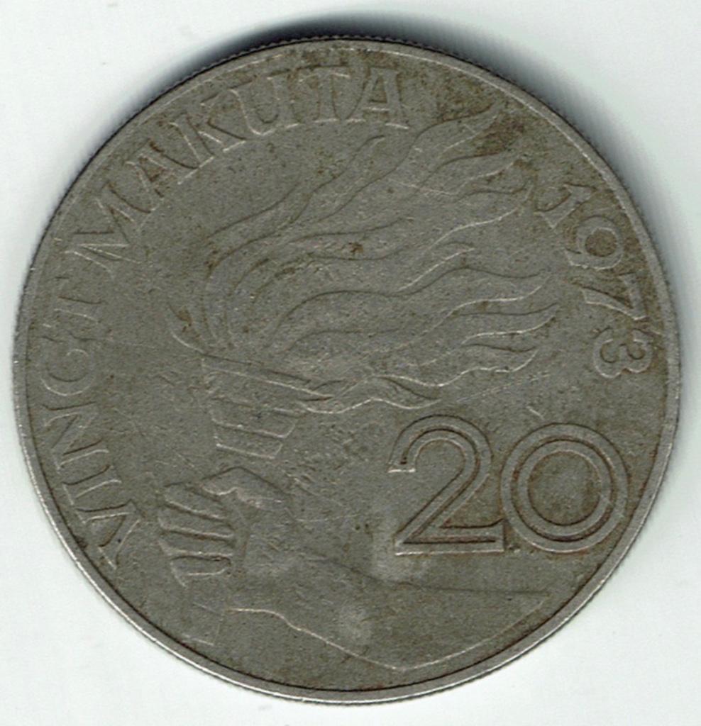20 Makuta 1973 Zaïre, Envoi, Autres pays, Monnaie en vrac