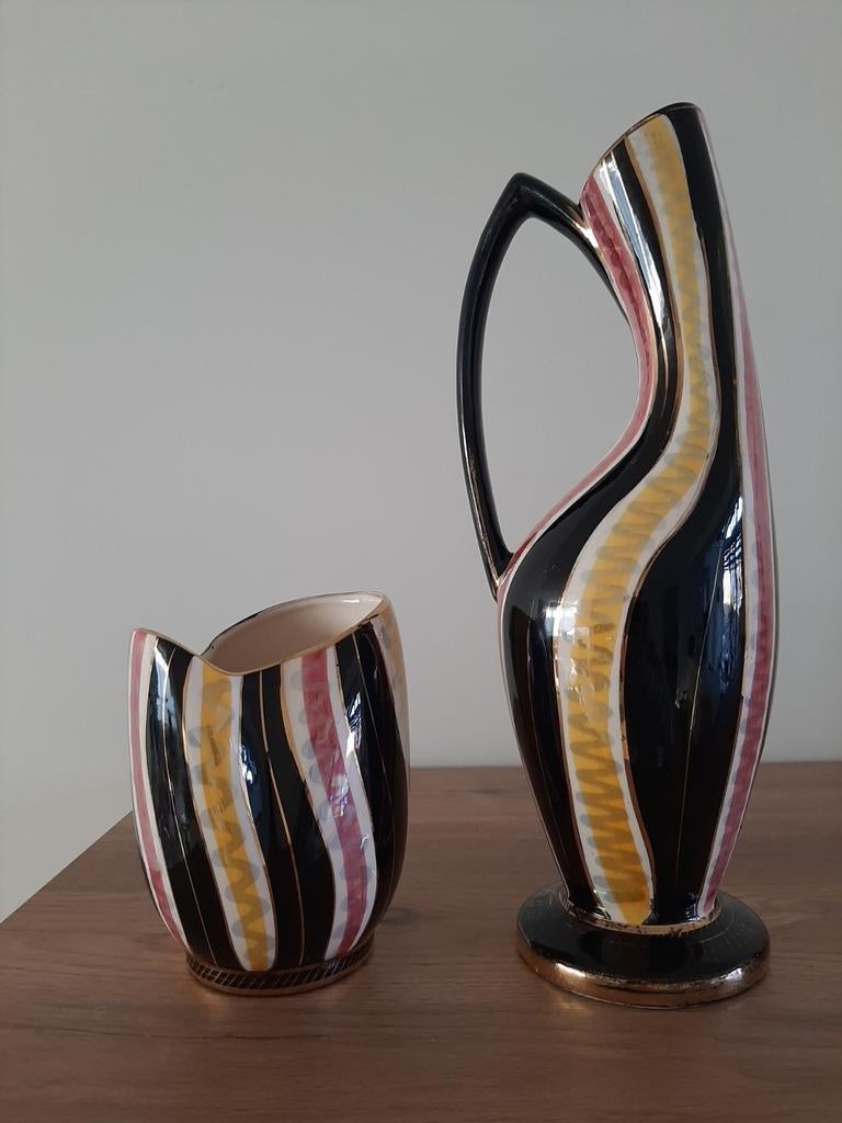 1950, 2 vases en céramique H.BEQUET de Quaregnon, Antiquités & Art, Enlèvement ou Envoi