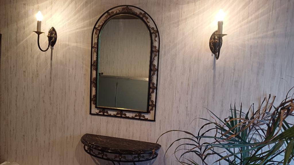 miroir avec tablette en marbre et éclairage mural, Enlèvement