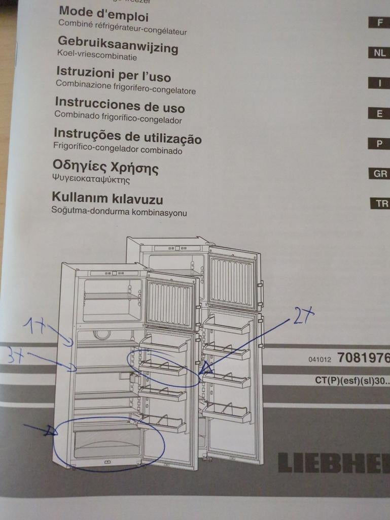 Acessoires frigo Liebherr serie CT..., Electroménager, Enlèvement ou Envoi, Utilisé