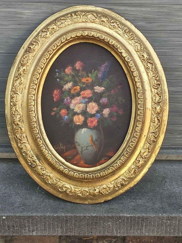 Huile sur panneau fleur signe René caty, Antiquités & Art, Art | Peinture | Classique, Enlèvement ou Envoi