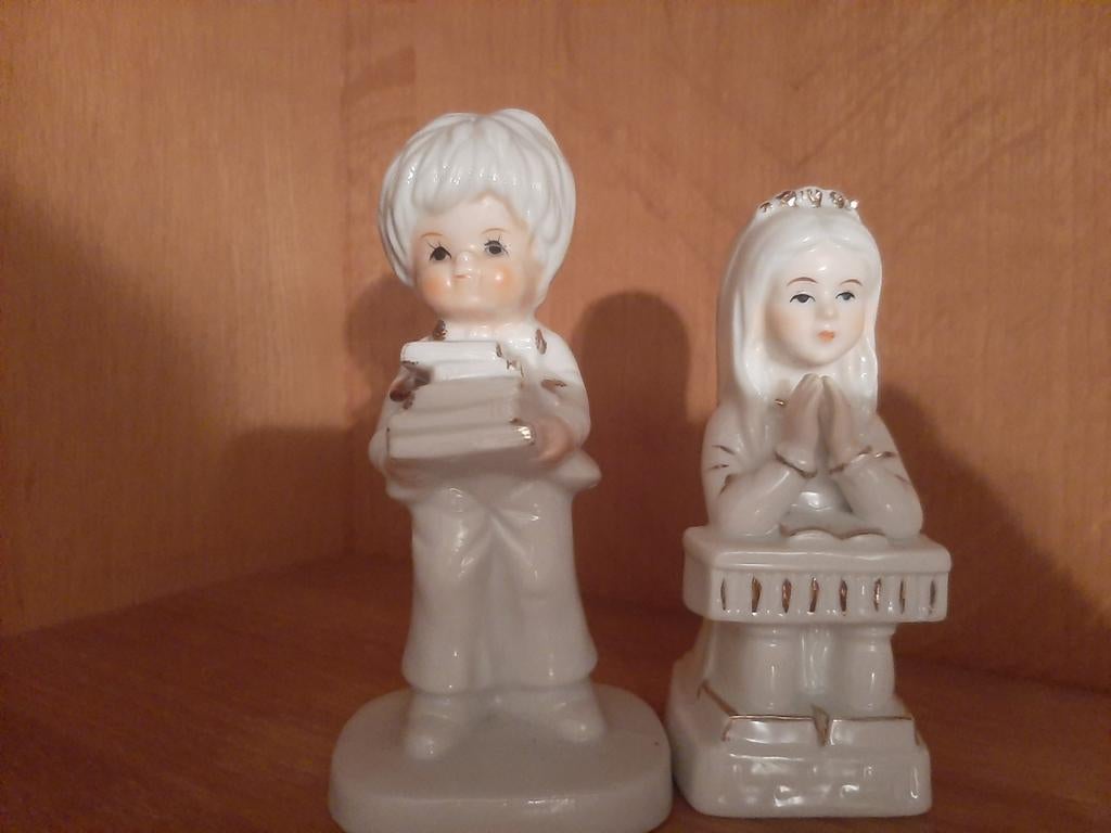 Figurines vintage en porcelaine — fille priant et garçon ave, Enlèvement ou Envoi, Comme neuf