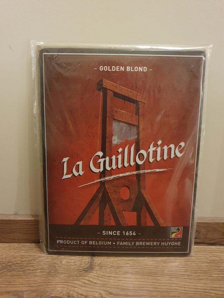 Metaal Reclamebord - La Guillotine -, Verzamelen, Ophalen of Verzenden, Zo goed als nieuw, Reclamebord, Plaat of Schild, Overige merken