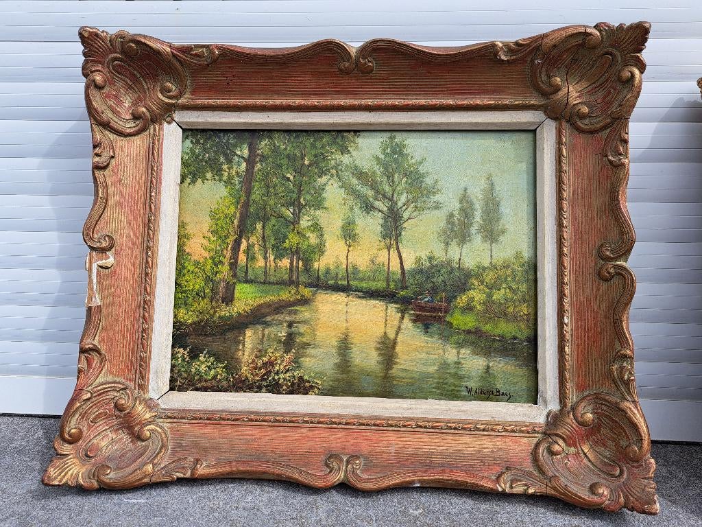 Huile sur panneau signe w alderse baes, Antiquités & Art, Enlèvement ou Envoi
