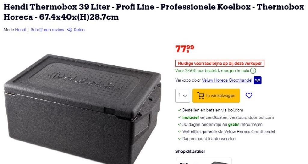 Hendi Thermobox 39 liter, Articles professionnels, Horeca | Food, Autres types, Enlèvement