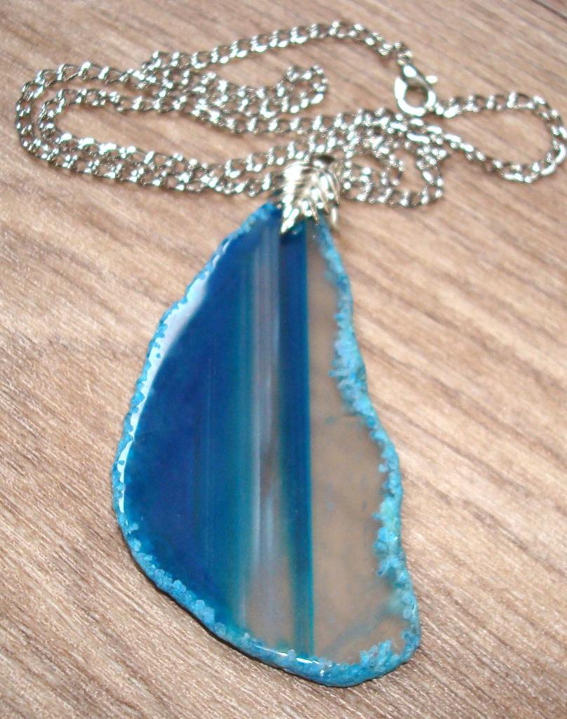 Ketting met grote hanger van agaat AgGT004, Nieuw, Steen of Mineraal, Verstelbaar, Verzenden