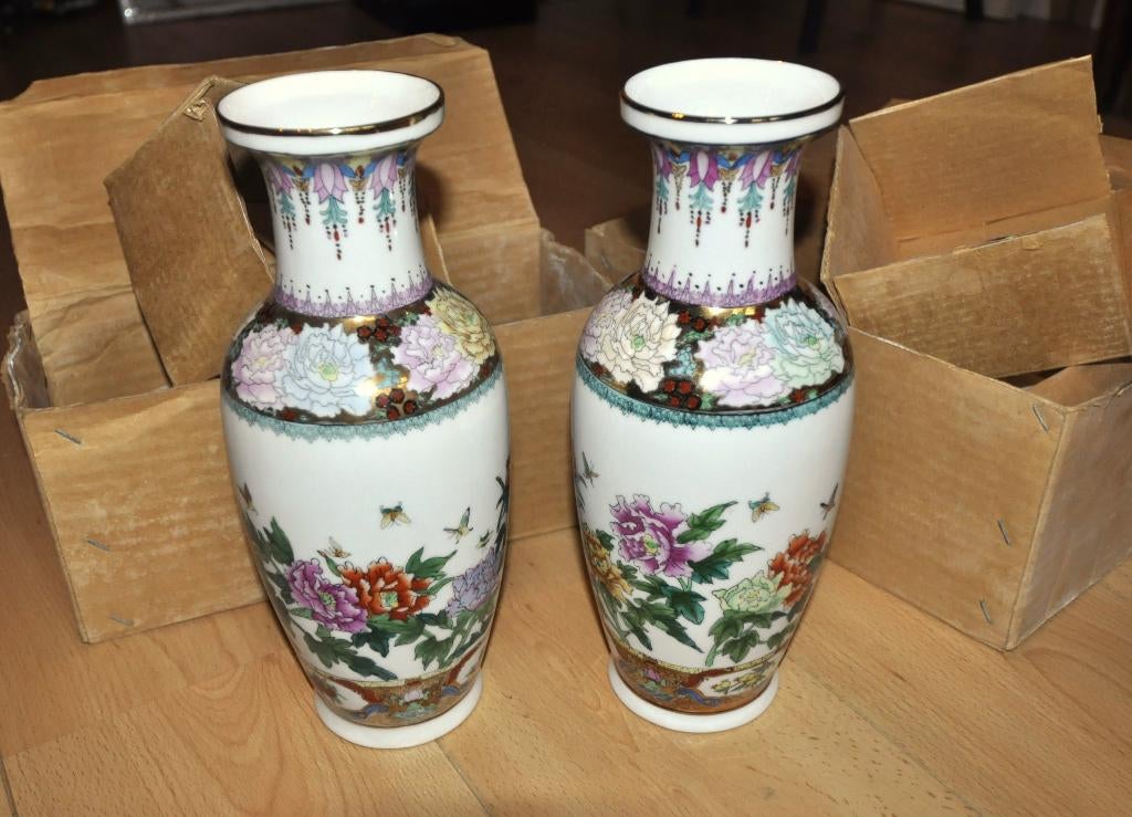 Vases chinois 37cm lot de 2 Neufs emballés, Enlèvement ou Envoi, Neuf