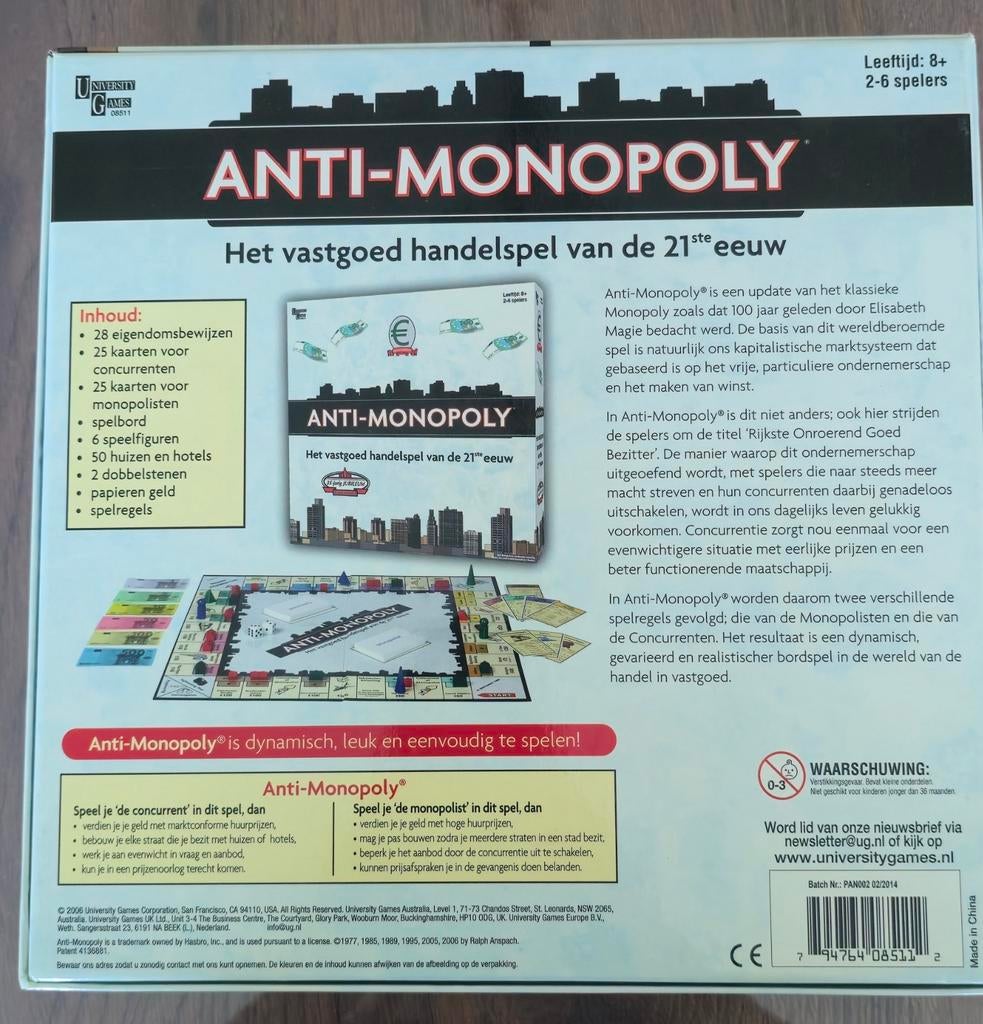 Gezelschapsspel Anti Monopoly, Ophalen