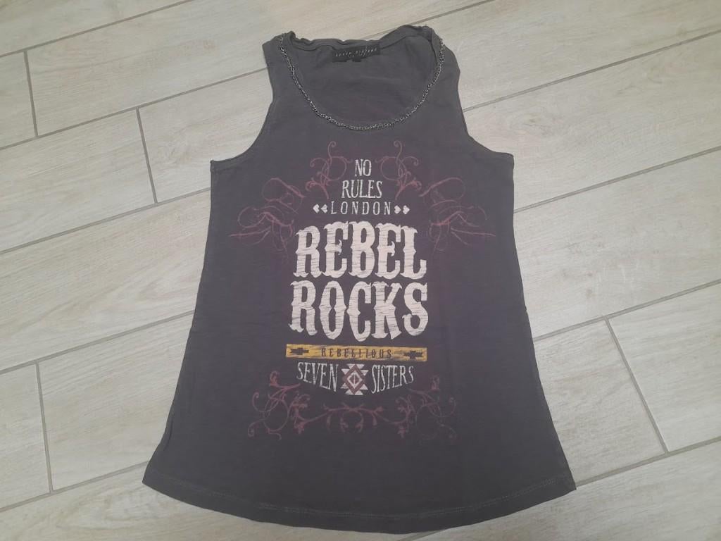 Rebel Rocks graphic tanktop maat S – rock / vintage style, Seven Sisters, Meisje, Ophalen of Verzenden, Zo goed als nieuw