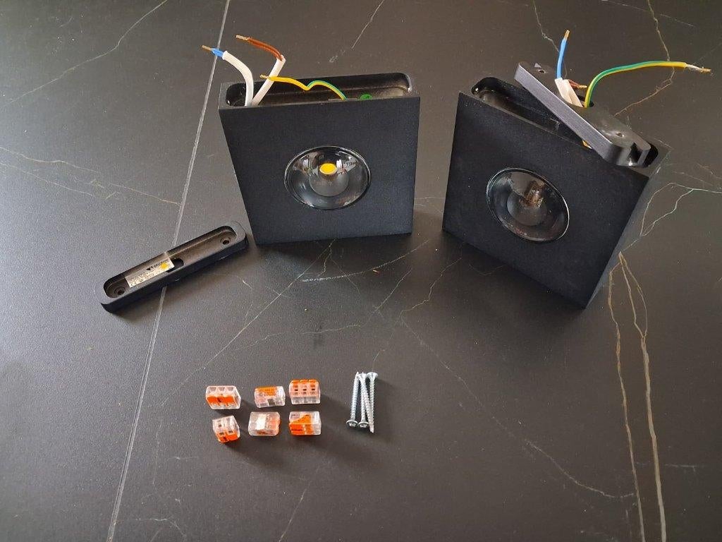 2 wandlampen Up&Down zwart binnen, Enlèvement, Utilisé, Verre