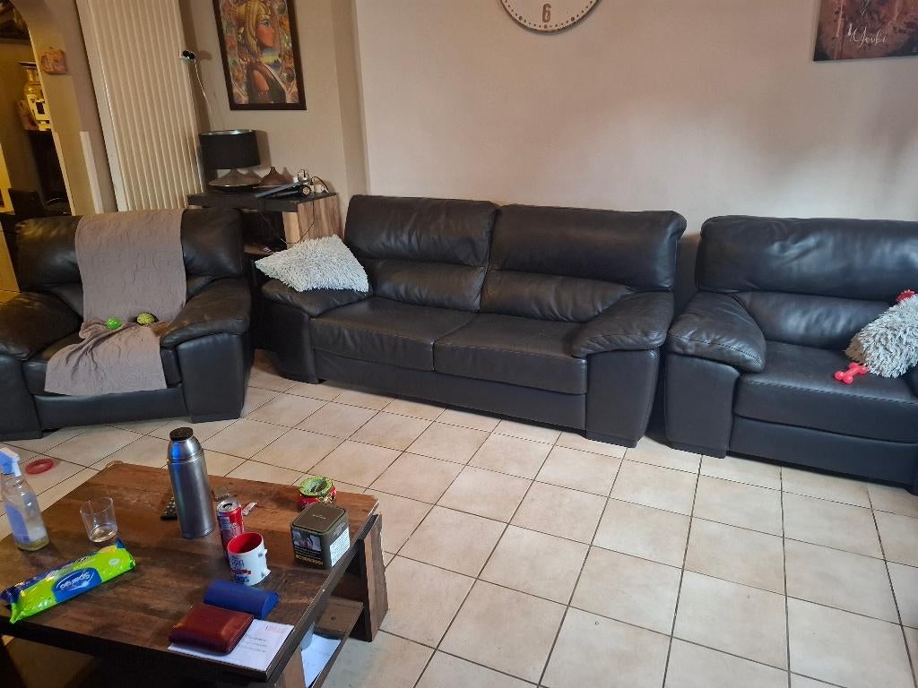 Sallon 2x1 personne et 1x 3 personnes, Maison & Meubles, Quatre personnes ou plus, Banc droit, Enlèvement, Utilisé