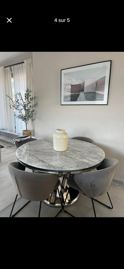 Table en marbre et chaises, Maison & Meubles, Enlèvement, Comme neuf