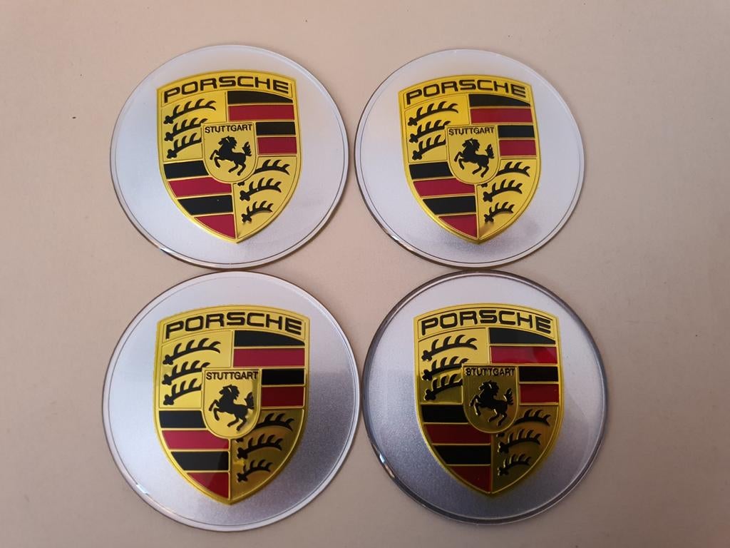 Porsche wieldoppen stickers van 65 mm, Auto diversen, Autostickers, Ophalen of Verzenden