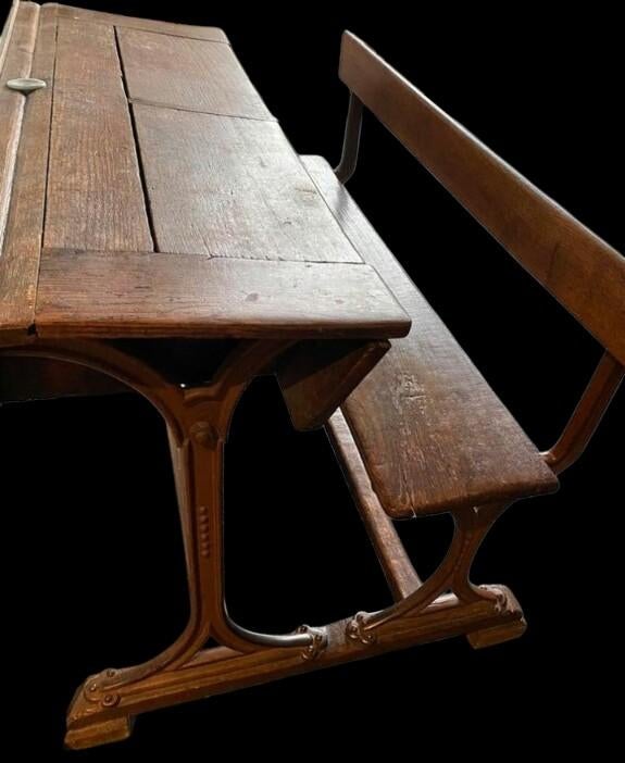 Antieke schoolbank met origineel inktpotje, Antiek en Kunst, Ophalen