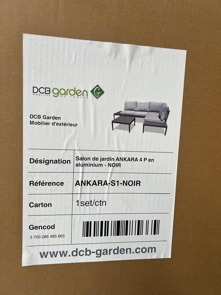Salon de jardin d’angle 4 places Ankara – Aluminium noir, Enlèvement