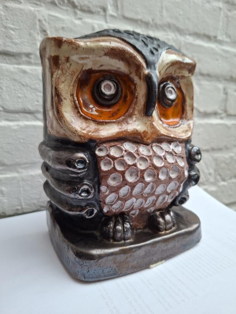 hibou en céramique, Perignem, Elisabeth Vandeweghe, 60/70, Antiquités & Art, Enlèvement ou Envoi