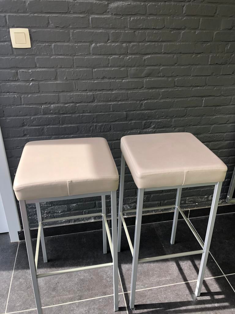 Barkrukken, Huis en Inrichting, Barkrukken, Ophalen, Met voetsteun, 60 tot 90 cm, Leer