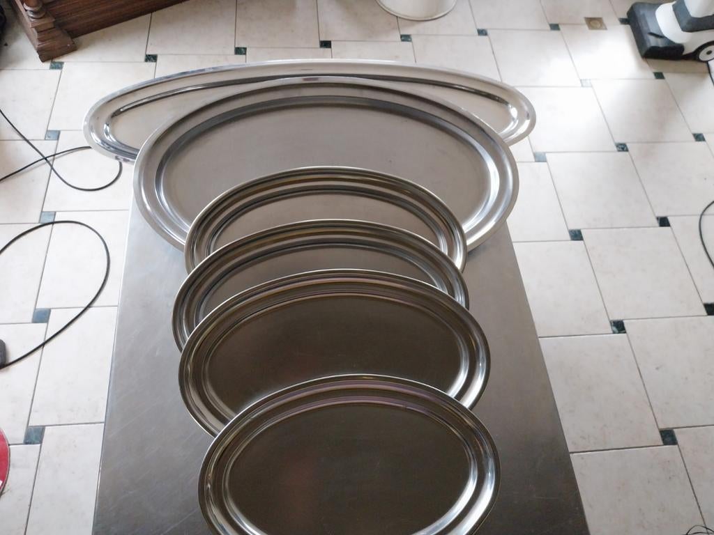 7 Plateaux torpilles inox de 45cm a, Enlèvement