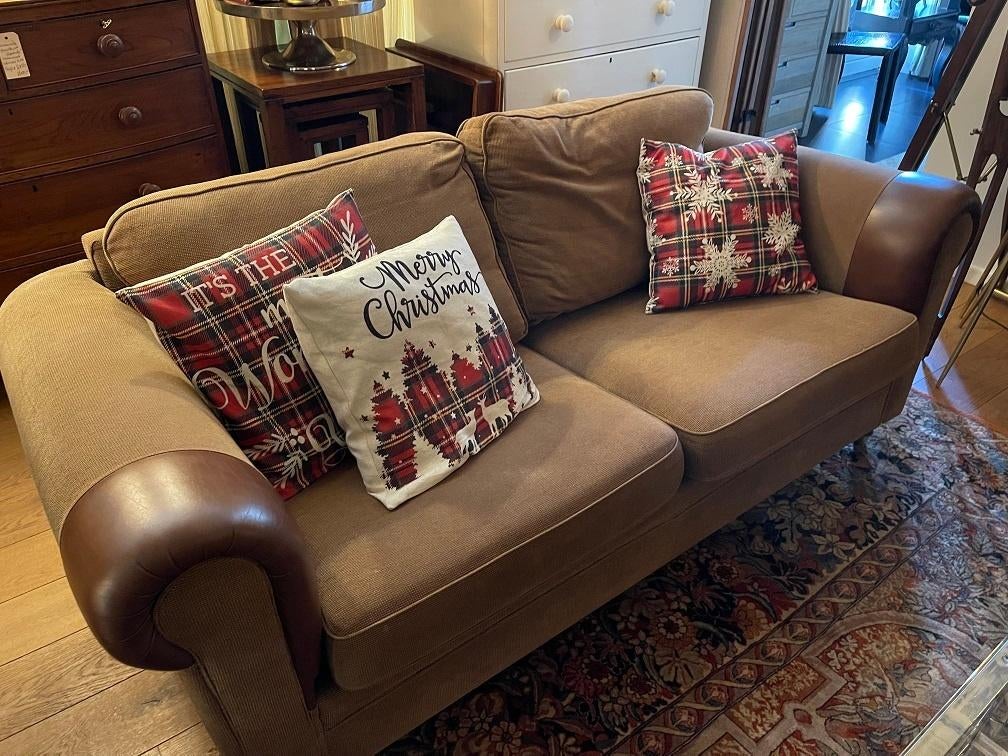 2x DURE Stoffen BANKSTEL 2,5 zits BANKEN ZETELS, Huis en Inrichting, Zitzakken, Ophalen, Gebruikt, Bruin