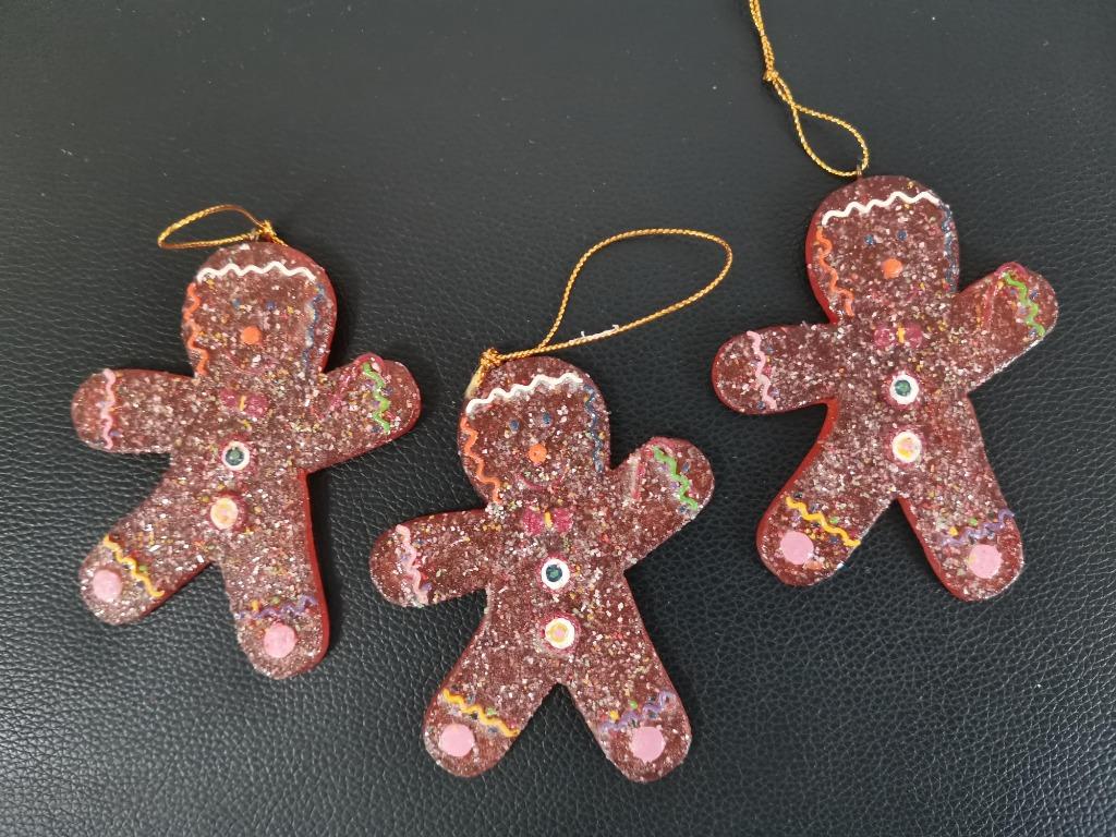 3 kerstboomhangers Gingerbread men 10 x 8 cm, Ophalen of Verzenden, Zo goed als nieuw