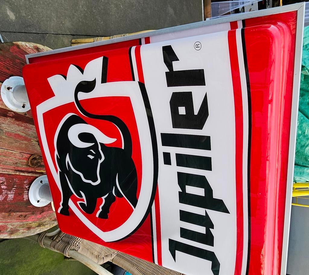 Jupiler dubbelzijdige reclame lichtbak vierkant, Verzamelen, Ophalen of Verzenden, Jupiler