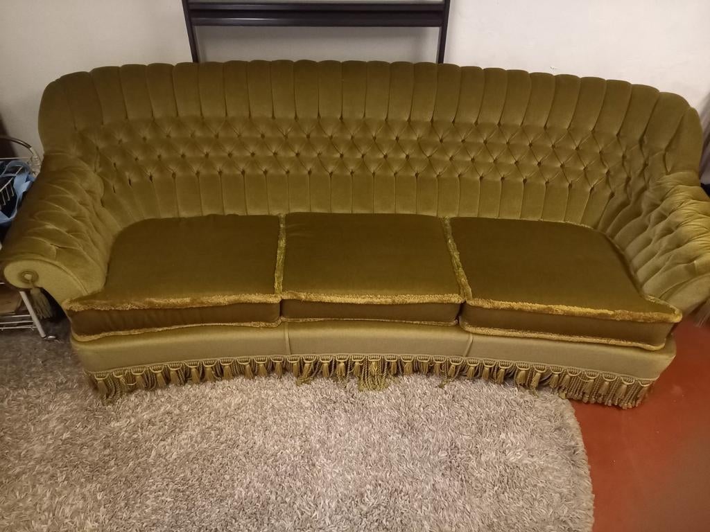 3 en 1 zit salon  in groen velour, Ophalen