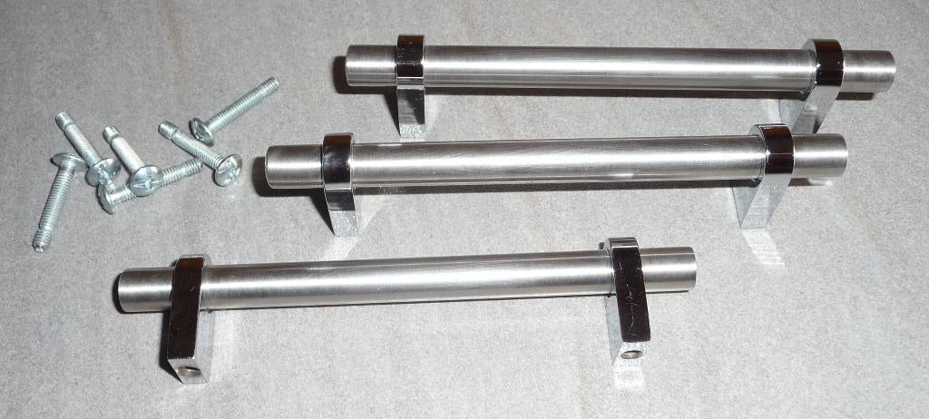 Poignées de porte de meuble acier et inox - Lot de 3 pièces, Ophalen of Verzenden, Zo goed als nieuw, Overige typen, Inox