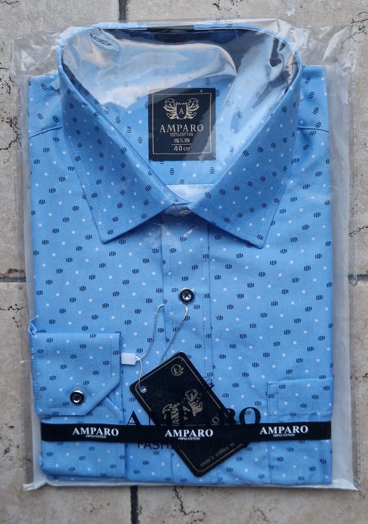 NIEUW Amparo overhemd 100% katoen modern blauw maat 40 cm, Kleding | Heren, Ophalen, Nieuw, Blauw