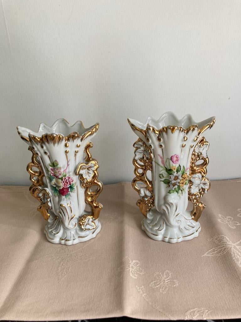 2 magnifiques vases de mariée français en porcelaine, Enlèvement ou Envoi