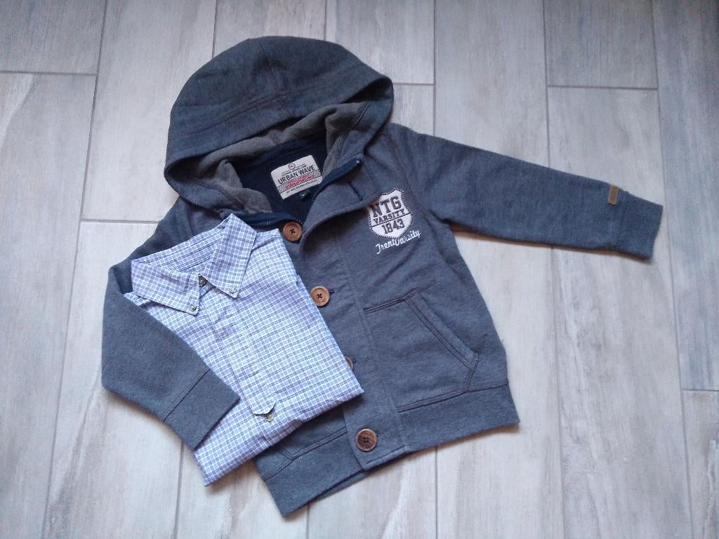 ★ M104/110 - Set trui met kap + Hemd, Enlèvement ou Envoi, Utilisé, Garçon, Pull ou Veste