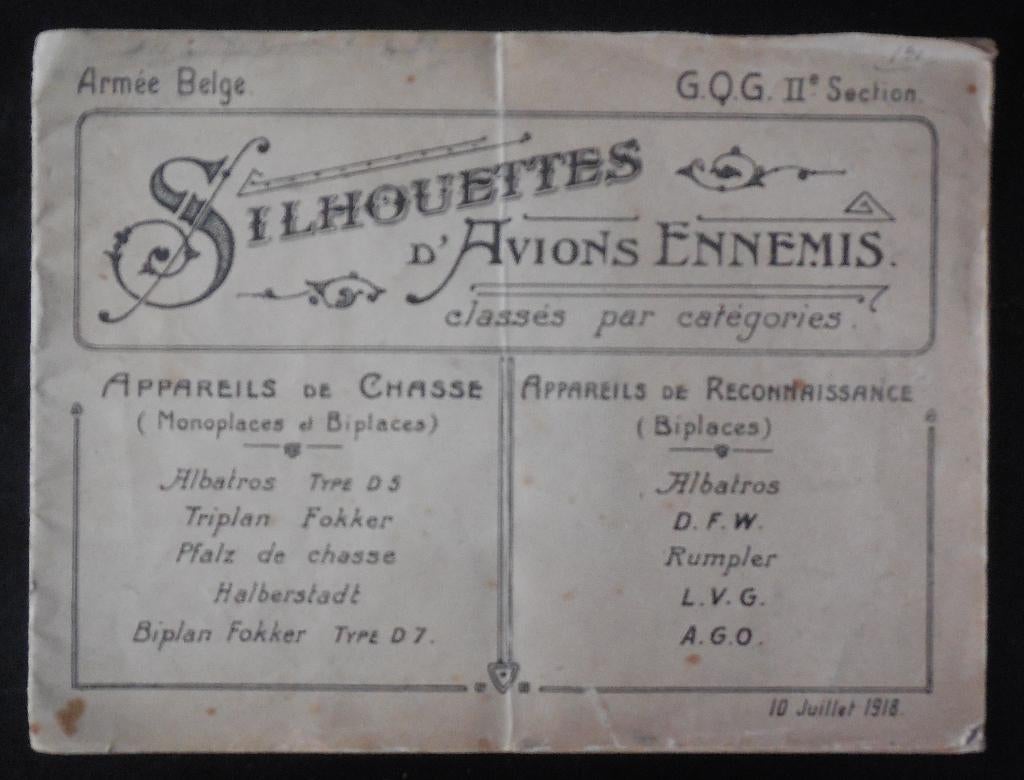 Silhouettes d'avions ennemis - 1918, Enlèvement ou Envoi