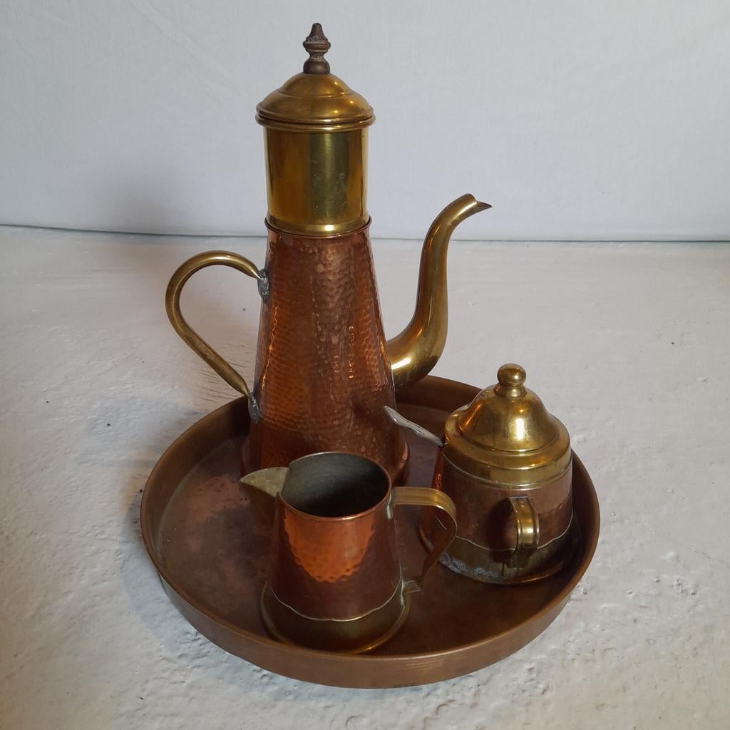 Koper koffie servies, Ophalen of Verzenden, Koper