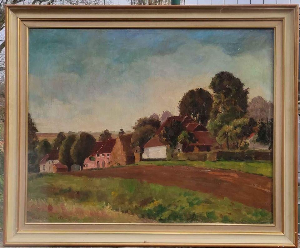 Huile sur toile paysage signe medard Maertens, Antiquités & Art, Enlèvement